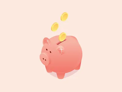 Piggy bank bank coral illustration isometric isometry moneybox pig piggy piggy bank pink