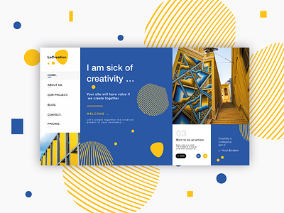 LaCreation abstact agence blue citation creative creativity einstein landing page logo ui ui ux design web website yellow