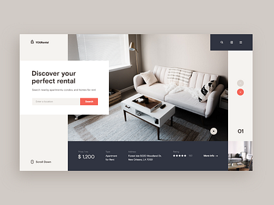 Rental Service Web-site concept apartment beige concept design flat house property real estate service site sofa ui ux web xd