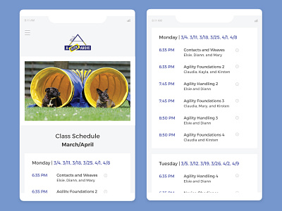 Daily UI | 071 class daily ui challenge dailyui dailyui 071 design dog dog training mobile schedule schedules ui