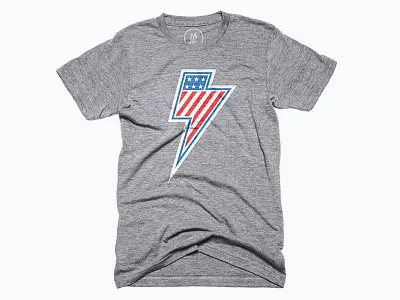 Lightning Bolt america blue flag lightning red shirt stars stripes t shirt white