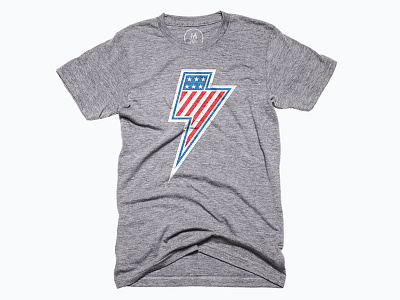 Lightning Bolt america blue flag lightning red shirt stars stripes t shirt white
