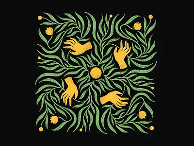 Random Illustration curves design floral grain hands illustration leaves pattern sun texture