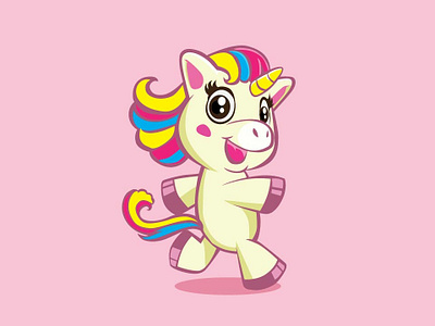 Cute Unicorn Mascot Walking Smilling character concept character design mascot design mascot logo