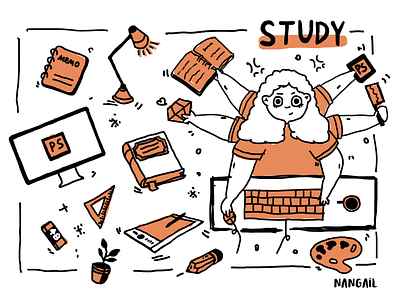 Always Study book illustration ps study