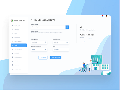 Insurance UI - Claim android android app auction bidding claim dashboad fitness health care hospital illustraion insurance minimal side menu sketch ui user interface design ux web design