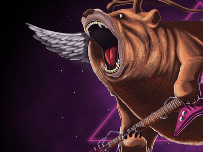 Bolted Bear 80s bear bear illustration guitar illustration ipad lightning photoshop photoshop art procreate