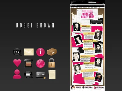 Bobbi Brown Team Page and Custom Icon Set cosmetics graphics graphics design icon icons icons set illustration luxury brand luxury branding ui ux