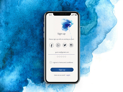 Sign Up aquarell dailyui first ios iphone login uid