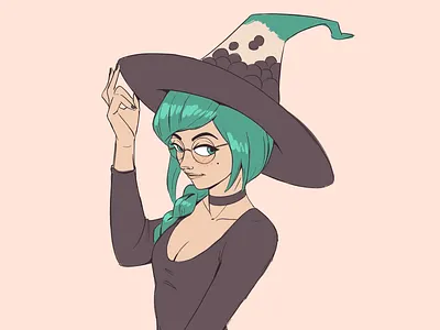 Little witch character concept character creation characterdesign draw girl illustration lineart pinup girl witch wizard