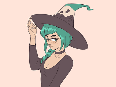 Little witch character concept character creation characterdesign draw girl illustration lineart pinup girl witch wizard