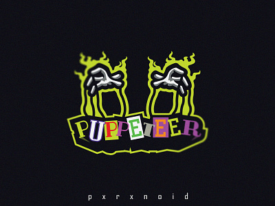 Puppeteer Mascot Logo air app art branding clown design e sports flat green icon illustration logo mascot mascot logo puppet puppeteer purple text vector white