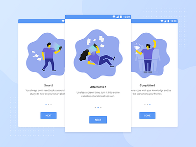 User onboarding for PocketExam android app branding design illustration onboarding simple ui ux vector