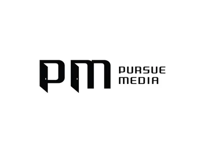 Pursue Media branding custom logo monogram wordmark