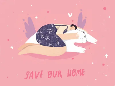 OUR HOME art artic bear digital art drawing girls illustration planet polarbear procreate