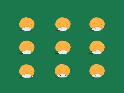 Emotions of a Temari angry embarrassed emotions flirty happy illustration sad salmon scared shy sleepy sushi temari tired