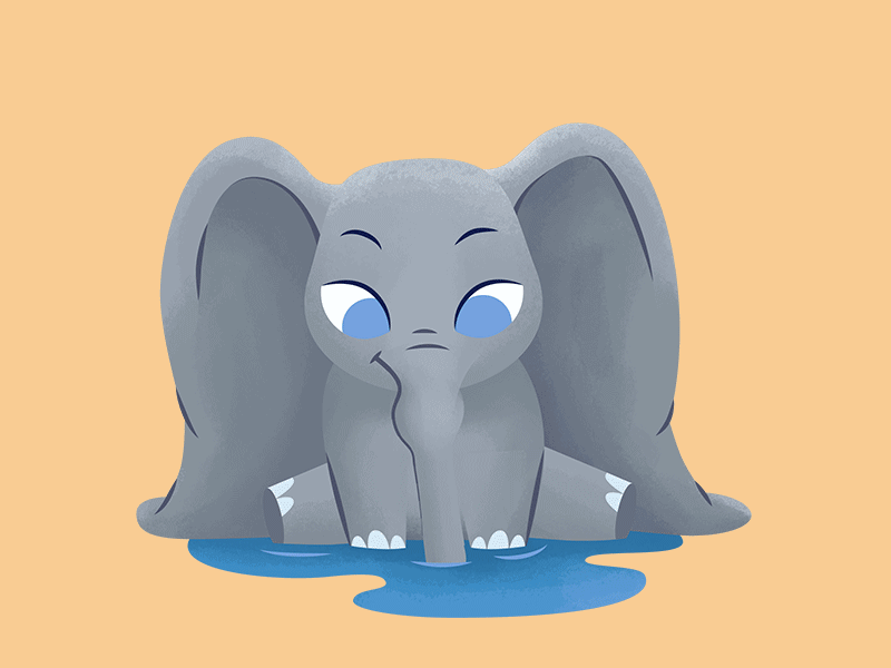 Playful Dumbo after effects animation animation 2d character animation disney dumbo elephant gif illustration photoshop sticker texture