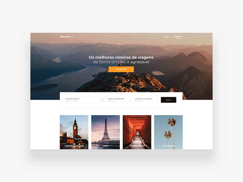 Travel - Landing Page animation design hello dribbble layout minimal ui ux web website