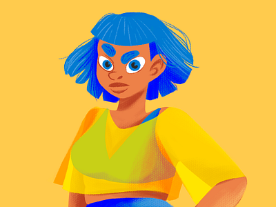 Blue hair charachter digital art draw girl illustration photoshop woman
