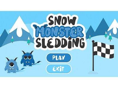 Snow Monster Sledding Game Menu adobe animals cute design flat flat design game illustration monsters mountains photoshop race sledding snow snow monster user inteface web website