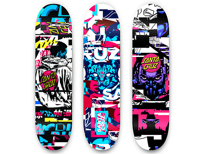 Santacruz skate deck concept (ideas) abstract artdirection illustration portfolio skate or die skateboarding style vectorart