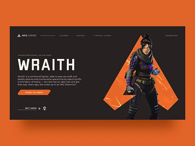 Wraith / Apex Legends apex apex legends app bloodhunter design game heroscreen landing landing design mainpage minimal minimalism pc pc game ui ux vector web wraith