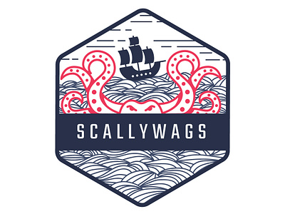 Scallywags! hexagonal illustration illustrator kraken logo pirate sailor scallywags team logo