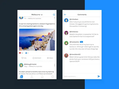 Social Media - UI Challenge avatar feed mobile app network social social app social media ui challange