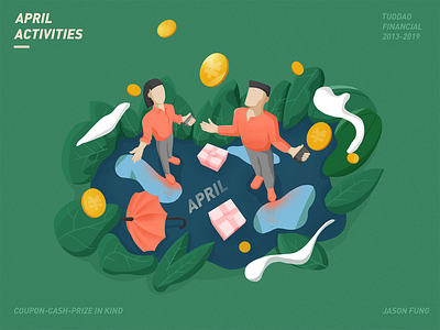 April Activites april coin finance gift green illustration spring vector