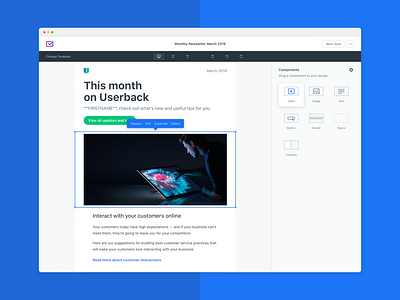 Email Marketing App – Email Designer app drag and drop email marketing ui user experience user interface ux web app wysiwyg