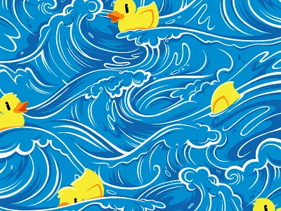 Duck Duck Goose duck illustration ipad pro pattern repeat rubber ducky water waves