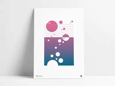 Poster 42 - Dusk Rising abstract art abstract geometric agrib anthony blue bubbles circles dusk geometric geometric abstract geometric art navy pink poster poster art poster collection print puprle rising vertical