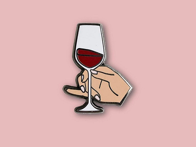 Pinky's Out Wine Glass design enamel pin graphic design illustration illustrator lapel pin pin design product design red wine wine