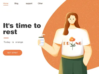 take a rest girl illustration orange