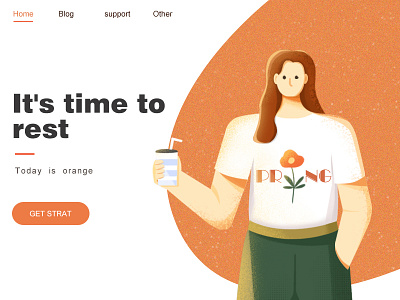 take a rest girl illustration orange