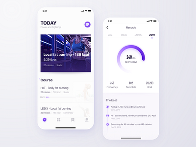 Exercise fat-burning APP app calories design purple sketch sport app ui