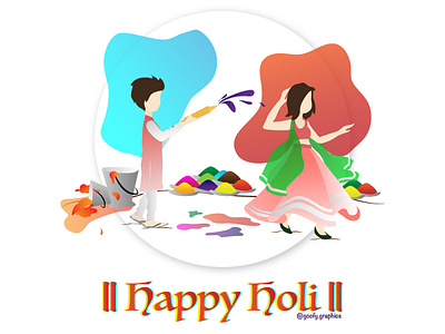 Holi character character art charecter design code coding design developer dribbble dribbble ball dribbble invite free freetime fun girl happy holi holi illustration illustrator invite vector