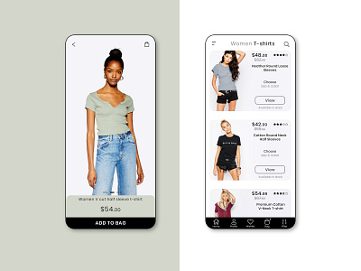 Fashion App UI/UX app app apps application black theme branding cart cloth creative design fashion listing product shopping t shirt women