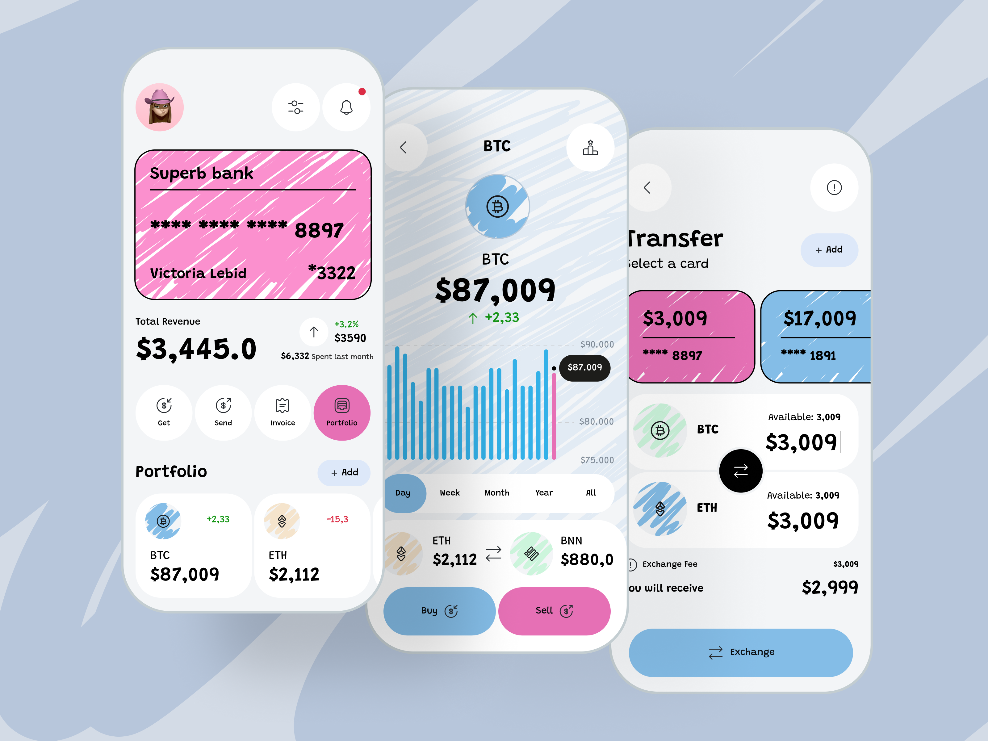 Example of Mobile App Design Concept (3 Screens) 