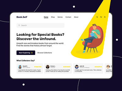 Landing Page design For Books Store website book book store clean ui design e books ecommerce homepage interface landing page layout library minimal minimal ui reading shopping store typography ui ux web