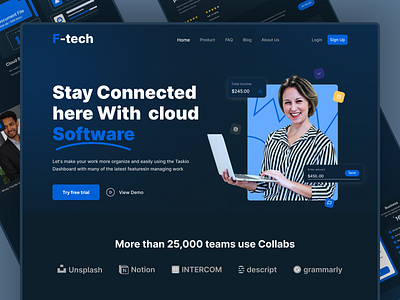 F-tech SaaS Landing Page Design app landing page b2b design fintech homepage landing page landingpage marketing site media page saas saas app saas website software landing page ui ui design ux web design