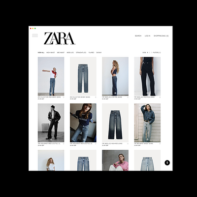 Zara Website – E-Commerce Product Listing UI Figma Design app branding design figma graphic design illustration jeans logo popular shopping site ui ux vector website zara