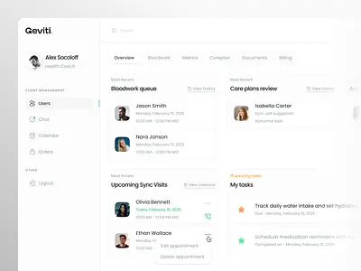 CRM Healthcare Dashboard crm dashboard design healthcare longevity md medical product product design ui ux