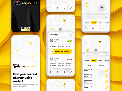 EV charger finder android app automotive branding chargers dashboard design energy ev illustration interaction design ios location maps mobile swipe ui user experience ux web