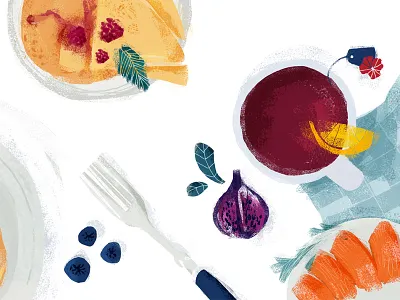 Pancake week color fish food illustration pancake pancake week tea