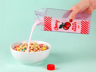 Cherry Water Bottle bottle cherry milkshake product design water