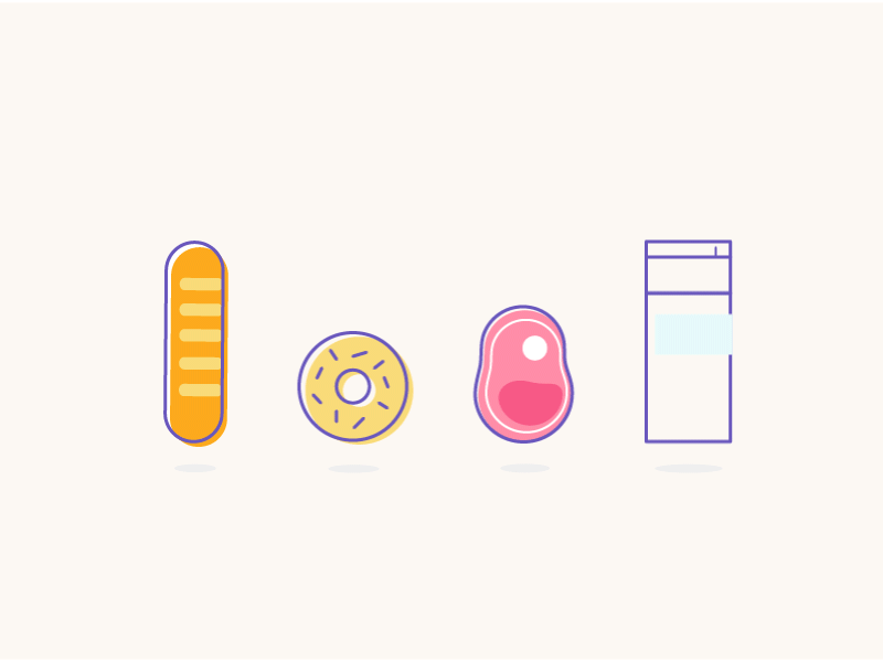 Food floating icons animation art brand branding clean design flat food graphic design icon icons identity illustration illustrator ios minimal ui vector web website