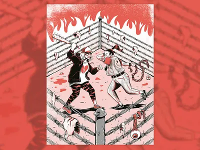 Duelo a Garrostiazos design fight gang gore goya hate illustration lowbrow lowbrow art magazine odio press print ring rumble yorokobu