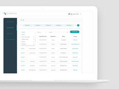 Connected2 Job Schedule account app applicaiton bright colors clean app desktop drivers interface design job job schedule list platform profile schedule ui