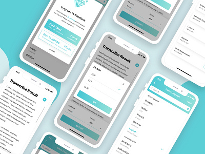 Transcribing App app design interaction minimal mobile presentation transcript transcription ui uidesign ux voicetotext